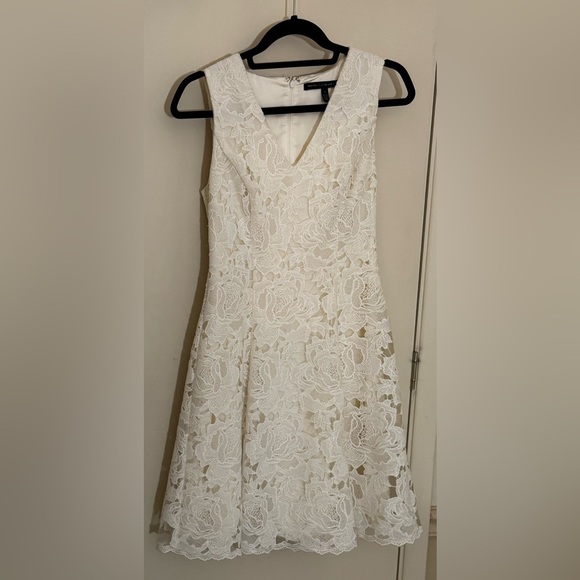 White House Black Market Dresses & Skirts - Elegant Lace V-Neck Dress - Cream